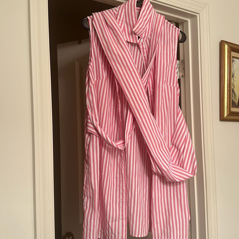 Cute pink cocktail dress with wrap around belt